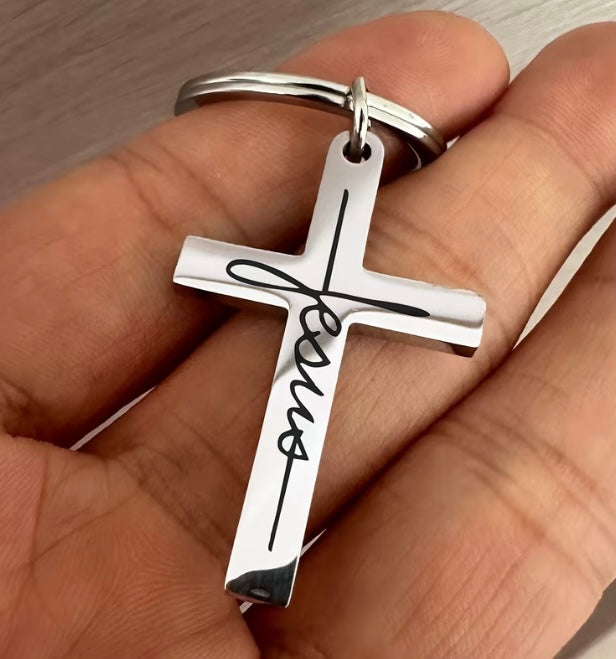 Llavero Jesús en cruz de acero