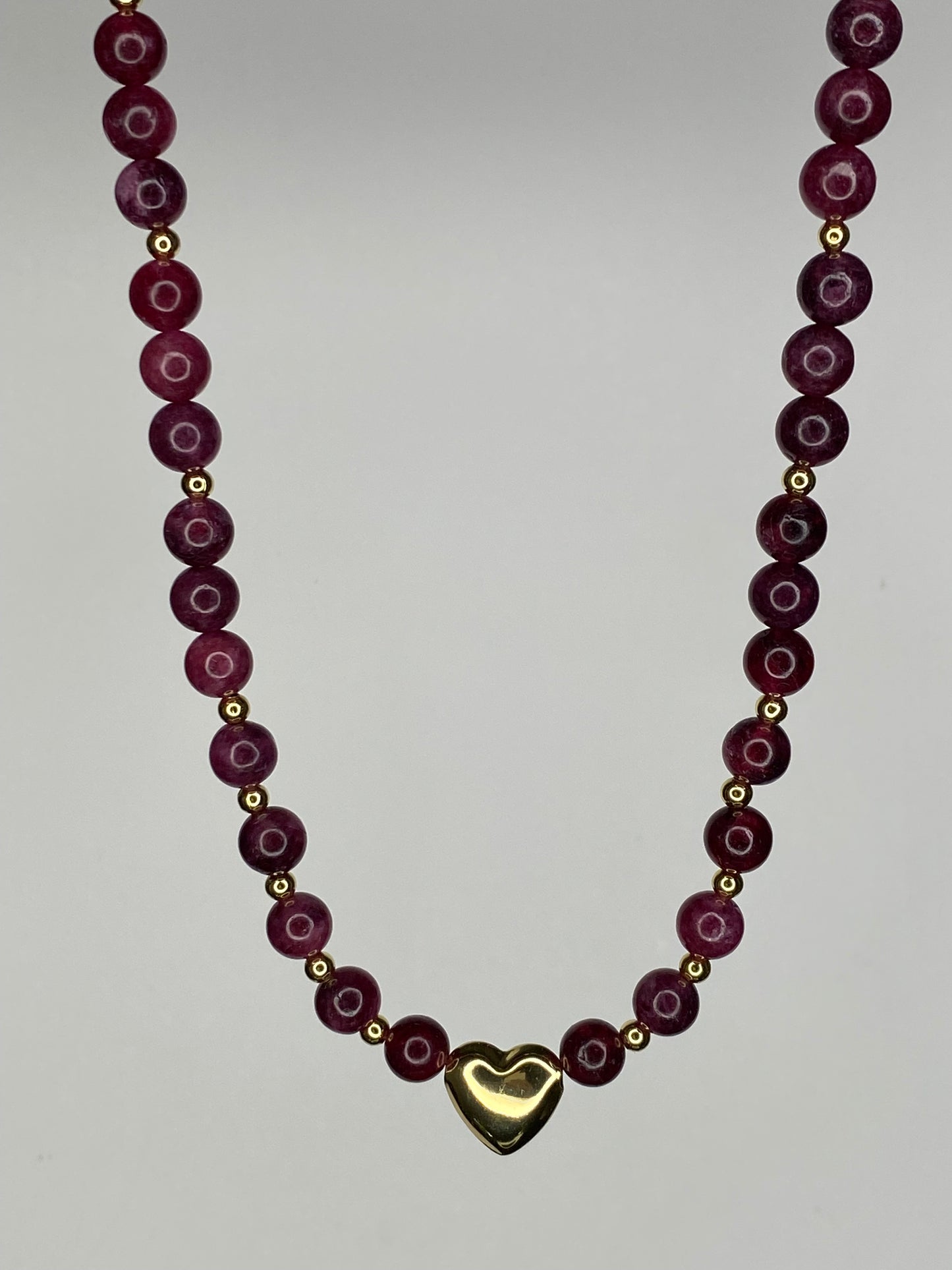 Collar Amor granate piedras naturales 45 cms + 5 cms alargue