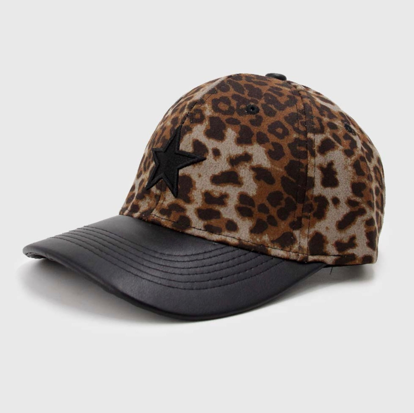 Jockey Print camel negro con Estrella y visera de cuero