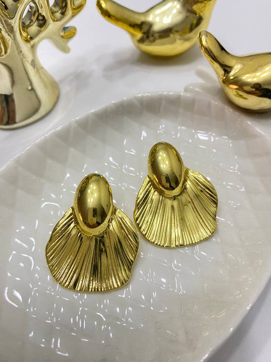 Aros abanico acero dorado