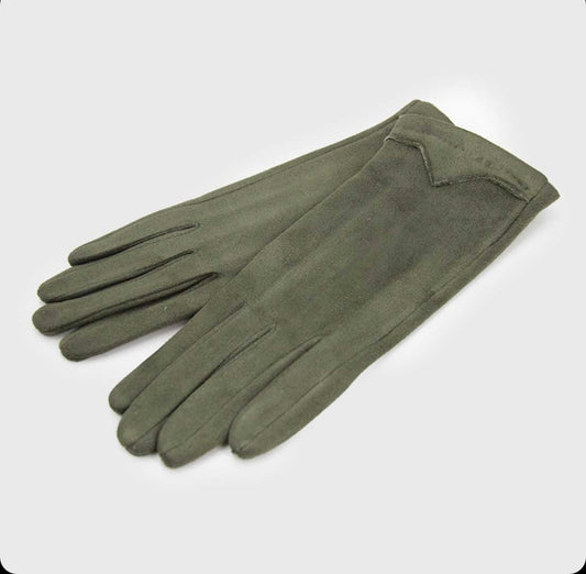 Guantes negros Gamuza Verde