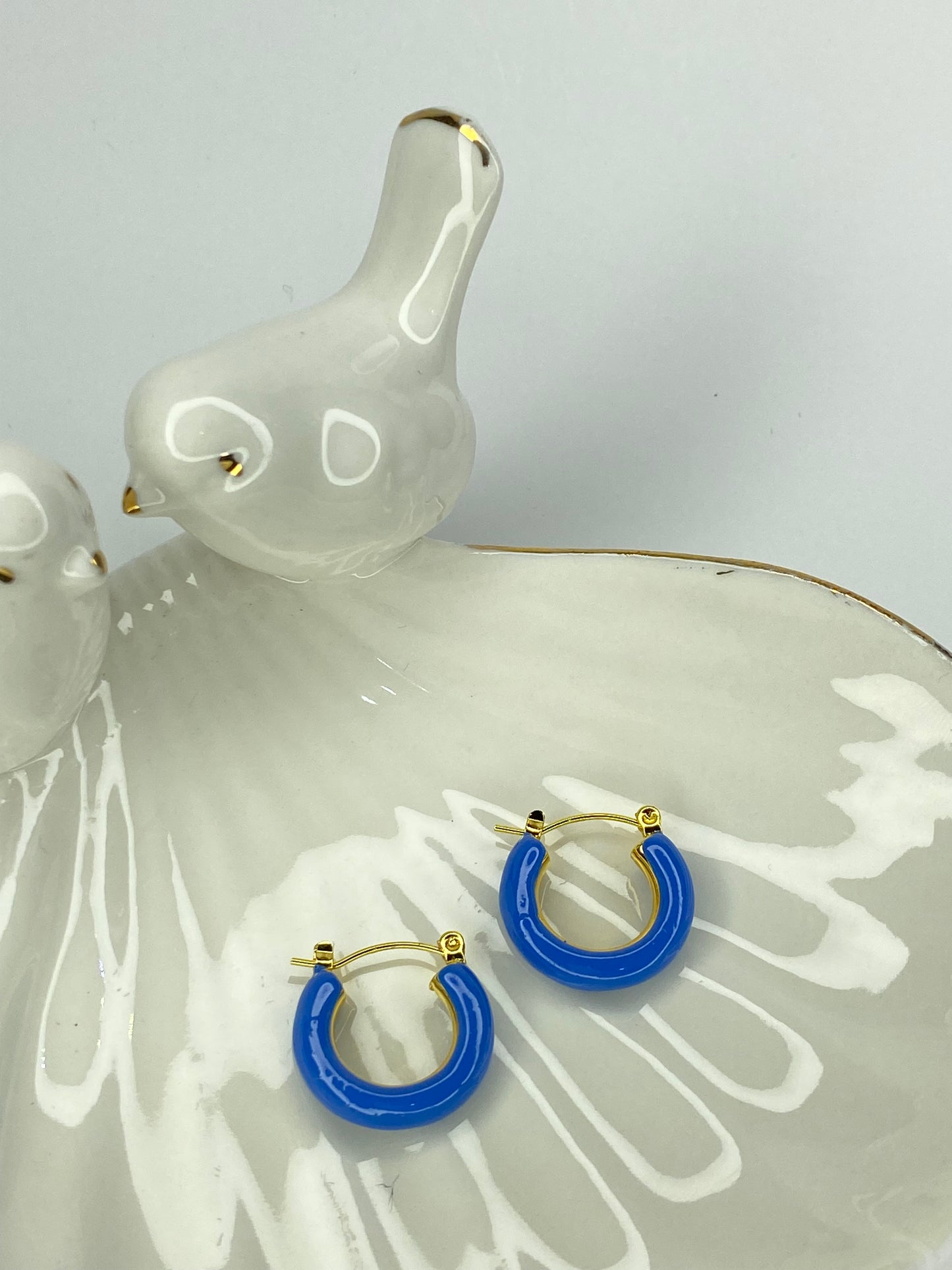 Aros argolla esmaltada azul/acero 25mm
