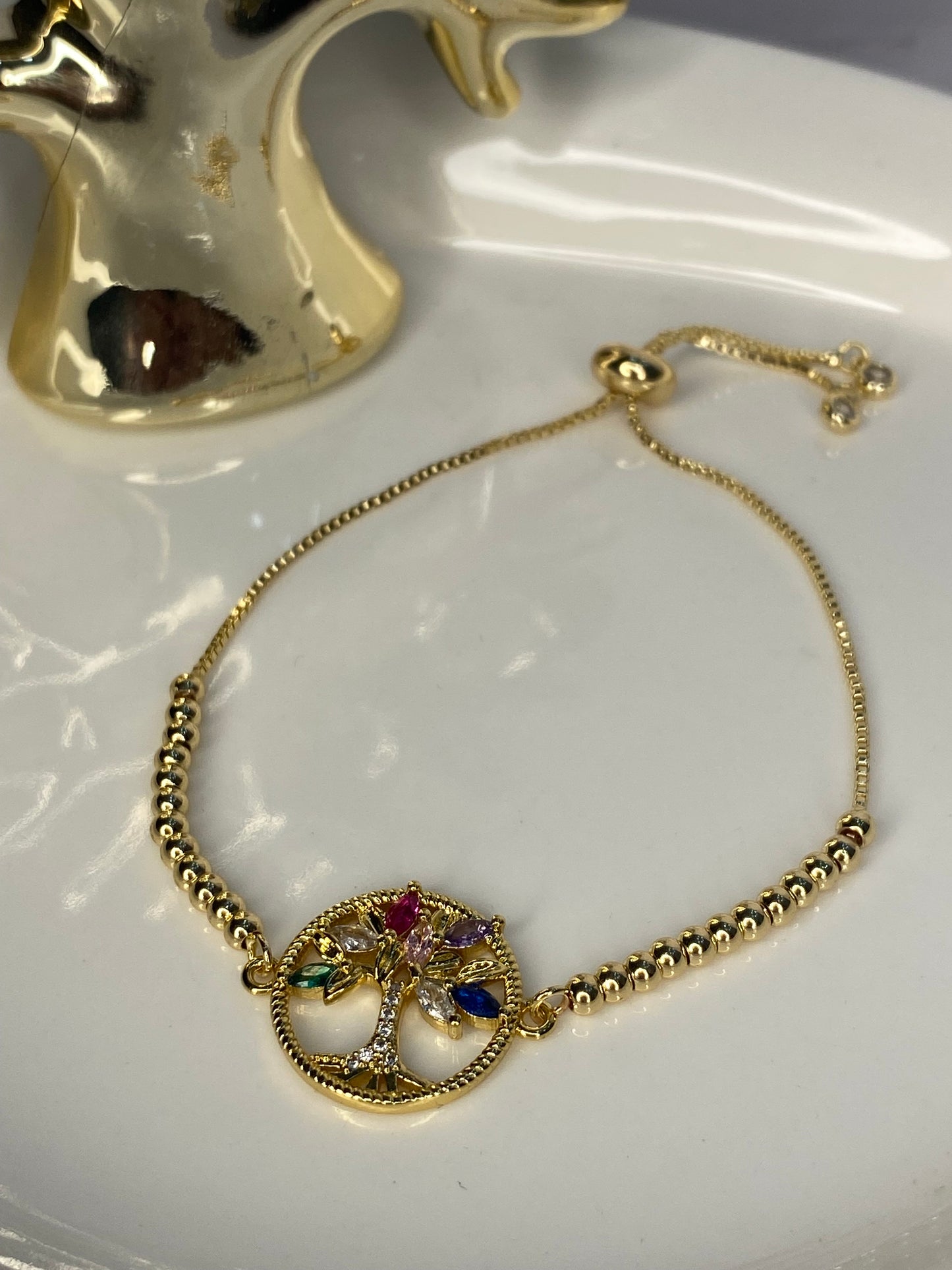 Pulsera Árbol de la vida con circones colores ajustable