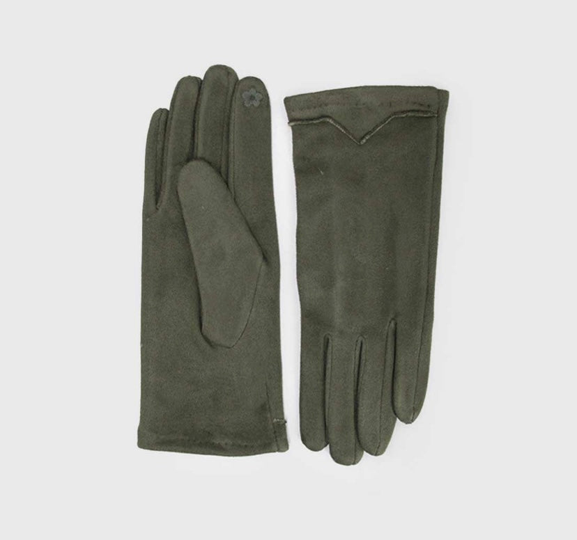 Guantes negros Gamuza Verde