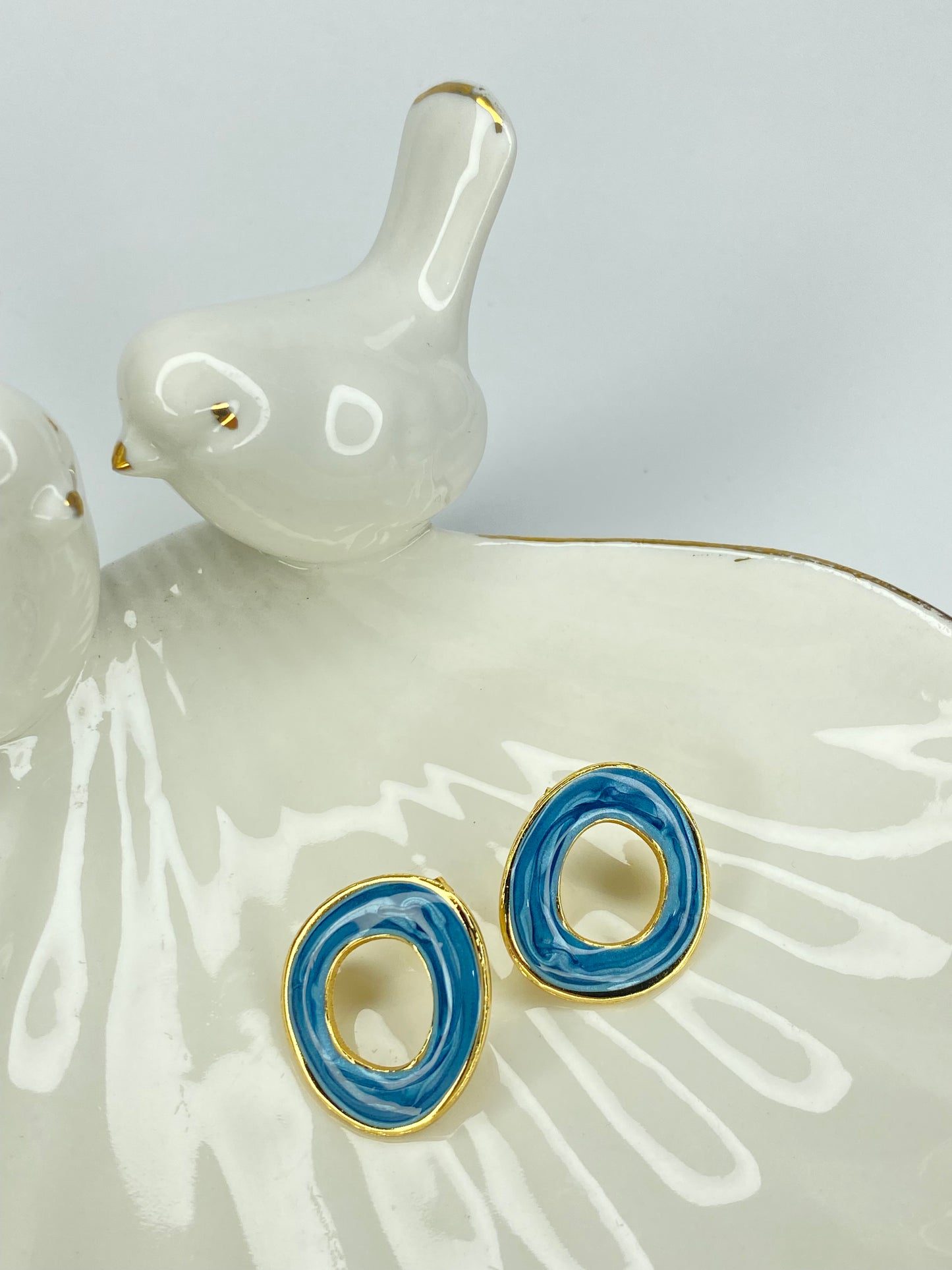 Aros dona acero azul/dorado 30mm