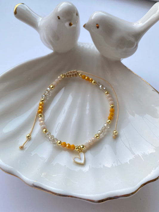 Pulsera cristal Corazón blanco