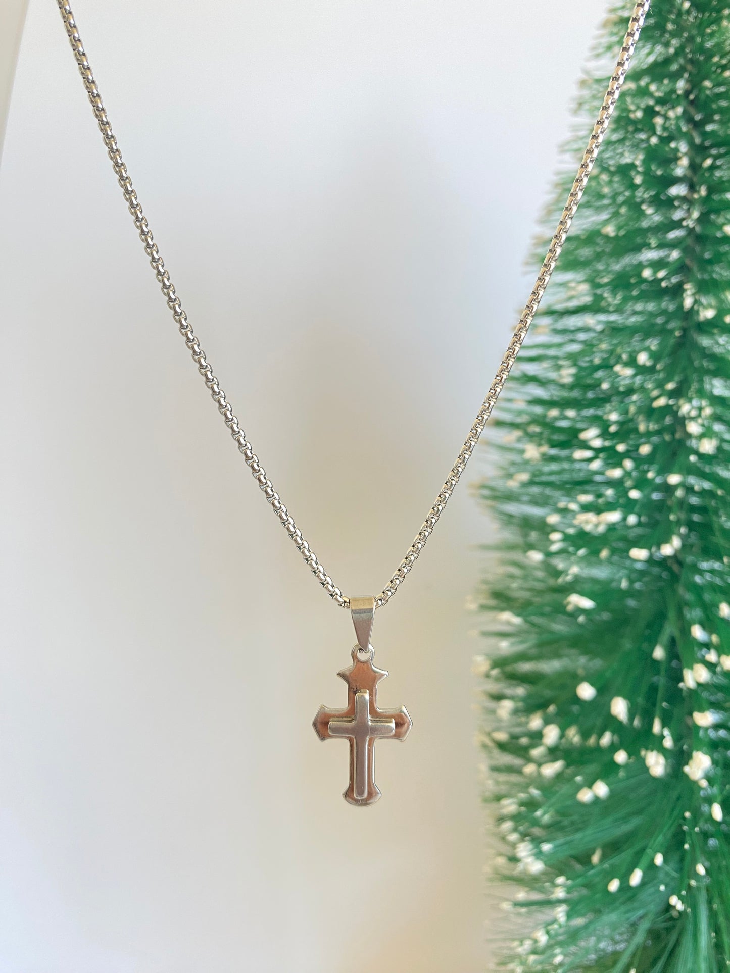 Collar acero cruz - 60 cms