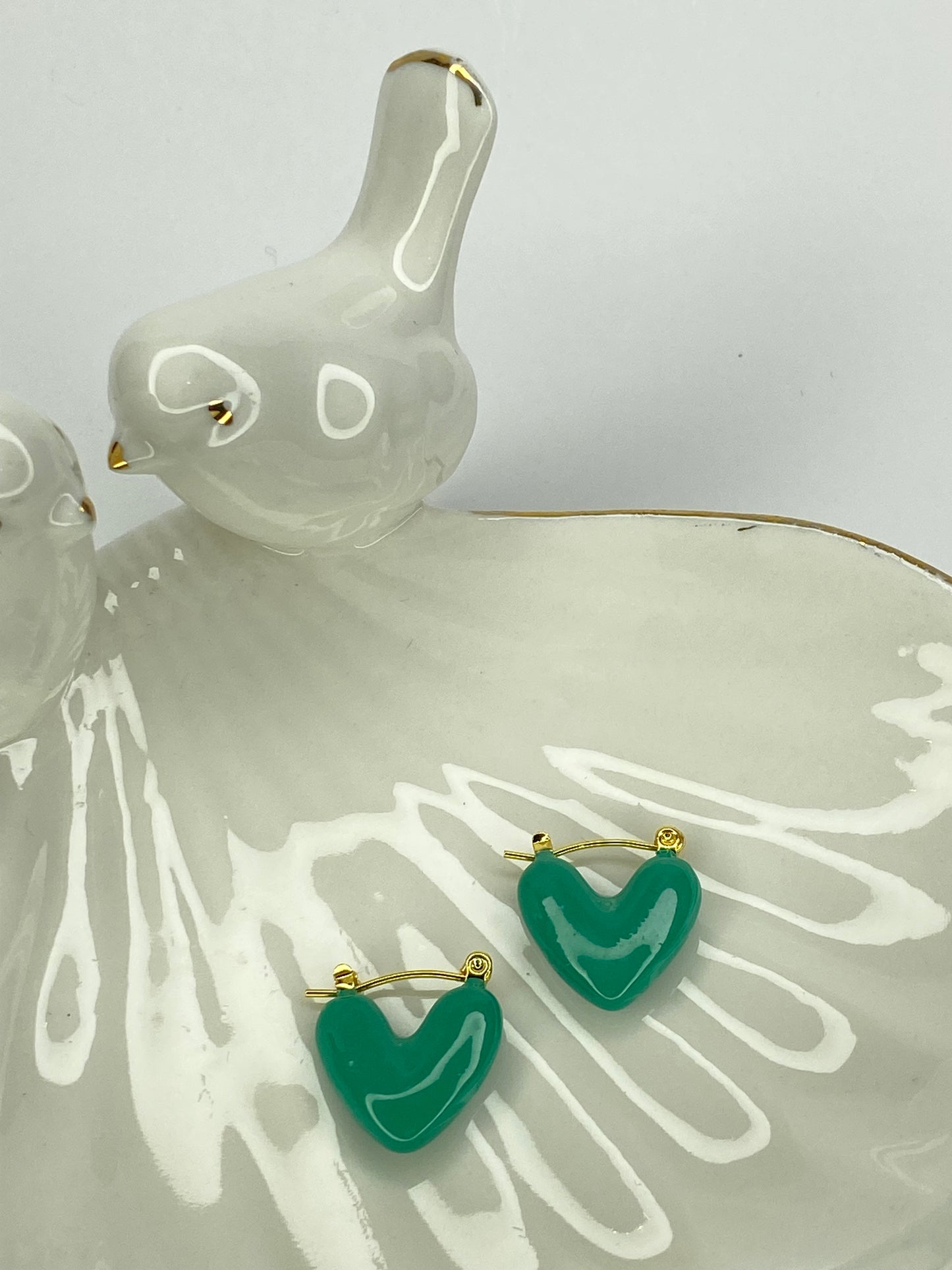 Aros corazón verde/acero 20mm