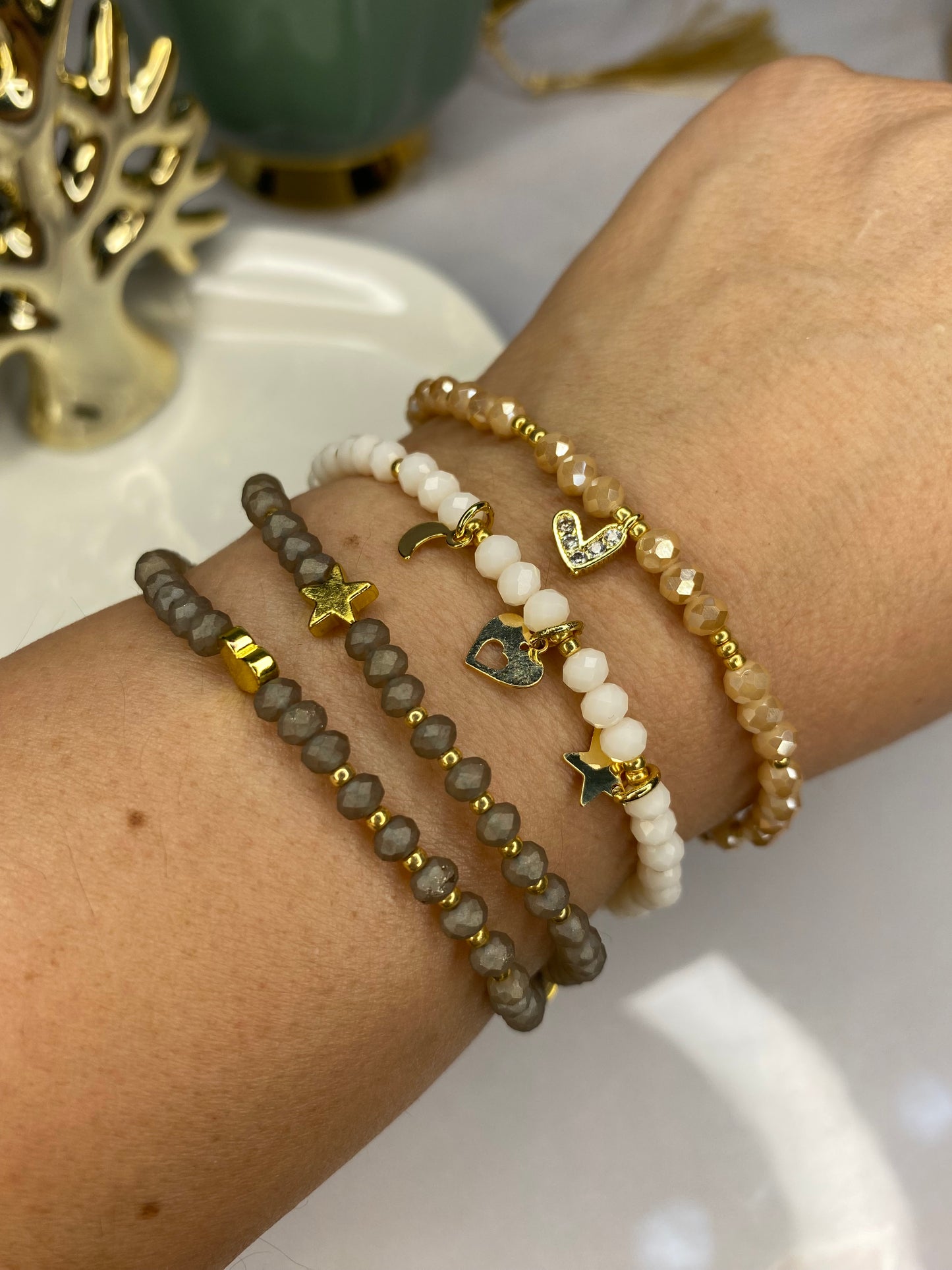 Pulsera Holiday cristales nude